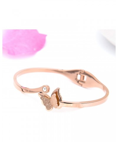 Women Bracelet Stainless Steel Butterfly Classic Bangle Titanium Steel Rose Gold $6.35 Bracelets