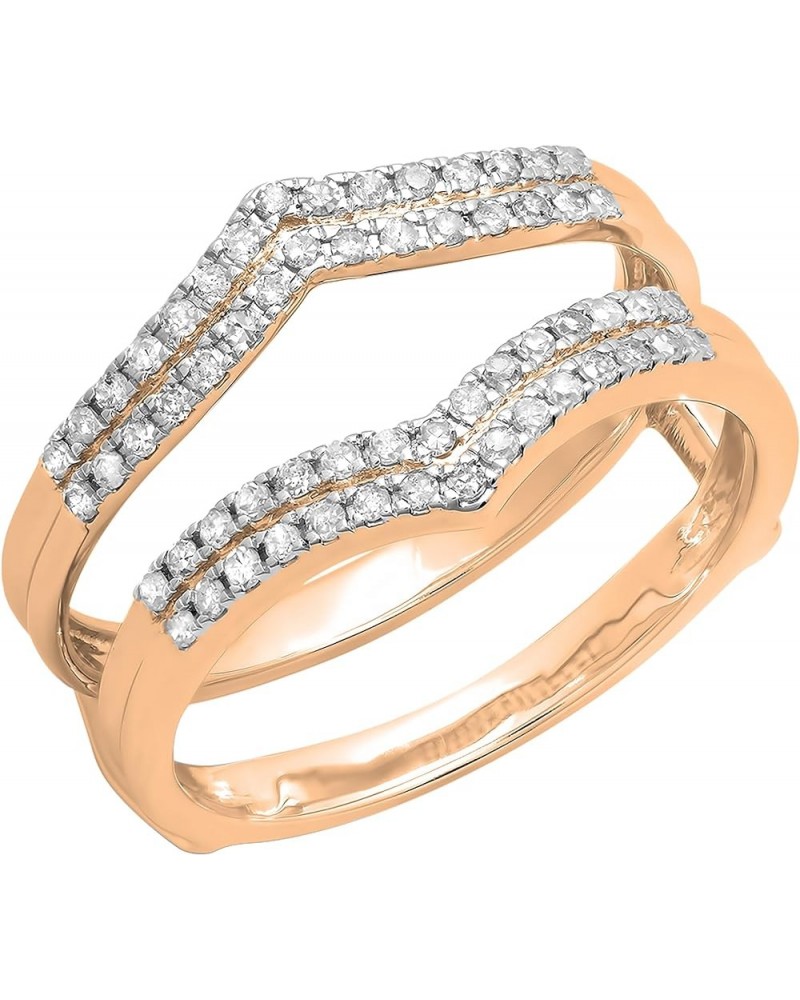 0.30 Carat (ctw) 10K Gold Round Diamond Ladies Anniversary Wedding Enhancer Guard Double Ring 1/3 CT rose-gold $191.62 Rings