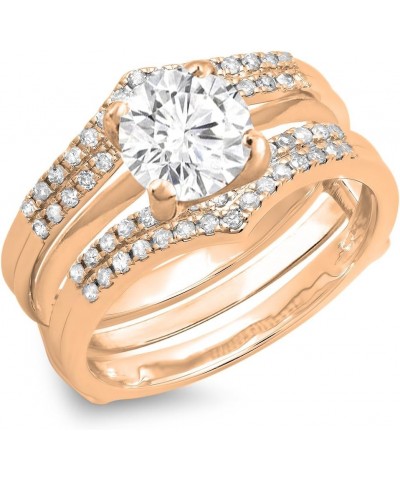 0.30 Carat (ctw) 10K Gold Round Diamond Ladies Anniversary Wedding Enhancer Guard Double Ring 1/3 CT rose-gold $191.62 Rings