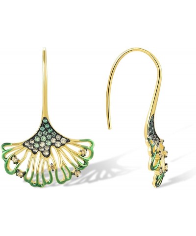 925 Sterling Silver Leaf Shape Gemstone dangle Earrings for Women Green $18.33 Earrings