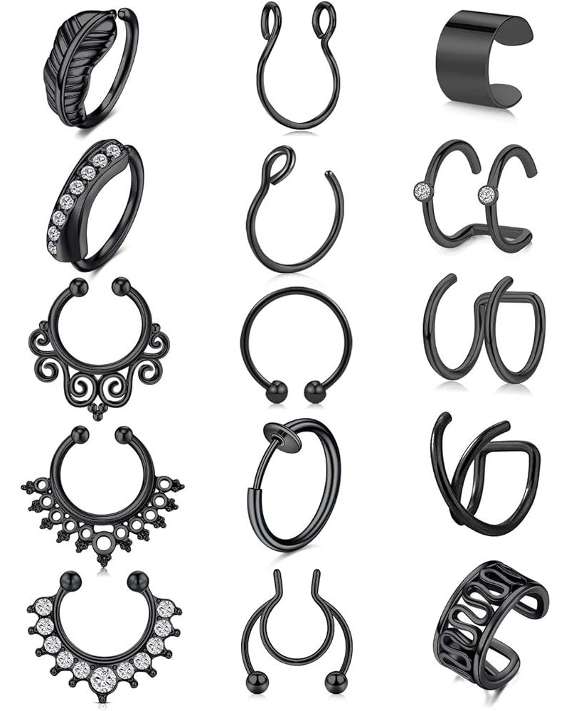 Fake Nose Ring Fake Septum Fake Nose Rings Fake Nose Hoop Fake Nose Rings for Women Fake Nose Piercing Fake Septum Ring Fake ...