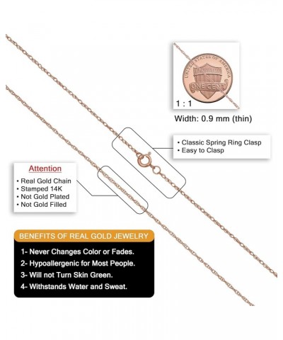 Real 14k Rose Gold Rope Chain Pendant Necklace for Women (0.7 mm, 0.9 mm, 1 mm or 1.3 mm) 14 inches 0.9 mm wide $26.51 Necklaces