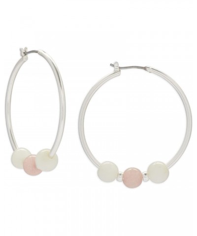 Beaded Hoop Earring, Silver, One Size $14.15 Earrings