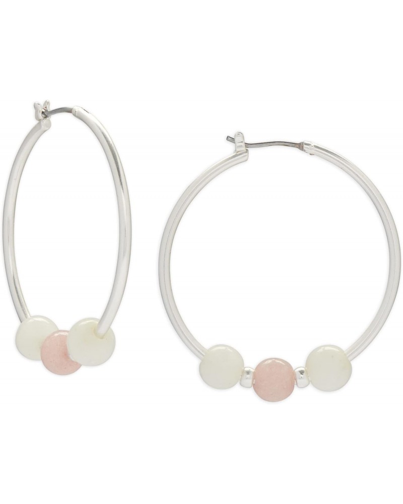 Beaded Hoop Earring, Silver, One Size $14.15 Earrings