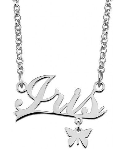 Custom Stainless Steel Pendant Customized Plate Silver Personalized Name Necklace Iris $10.31 Necklaces