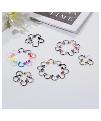 42Pcs Septum Rings 16G Stainless Steel Horseshoe Nose Septum Piercing Cartilage Helix Tragus Earring Hoop Eyebrow Lip Hoop Re...