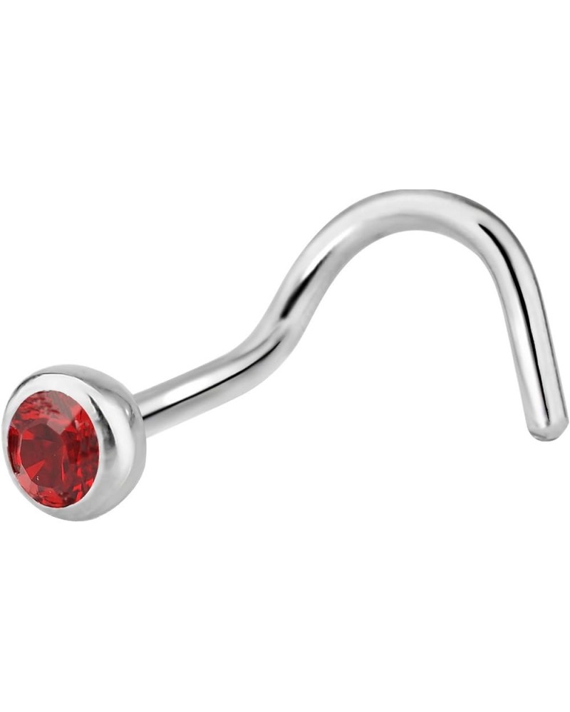 20g Surgical Steel Press Fit 2.5mm CZ Crystal Nose Screw Red CZ $7.94 Body Jewelry