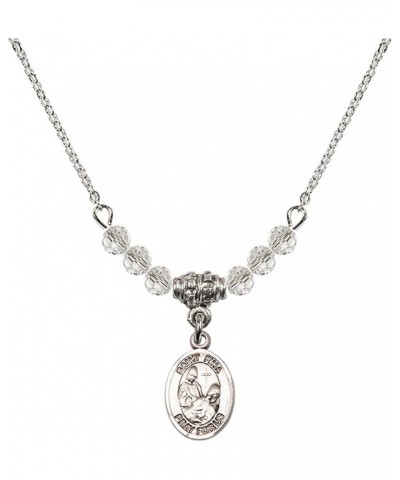 April Birth Month Bead Necklace with Catholic Patron Saint Petite Charm, 18 Inch Saint Fina $32.44 Necklaces