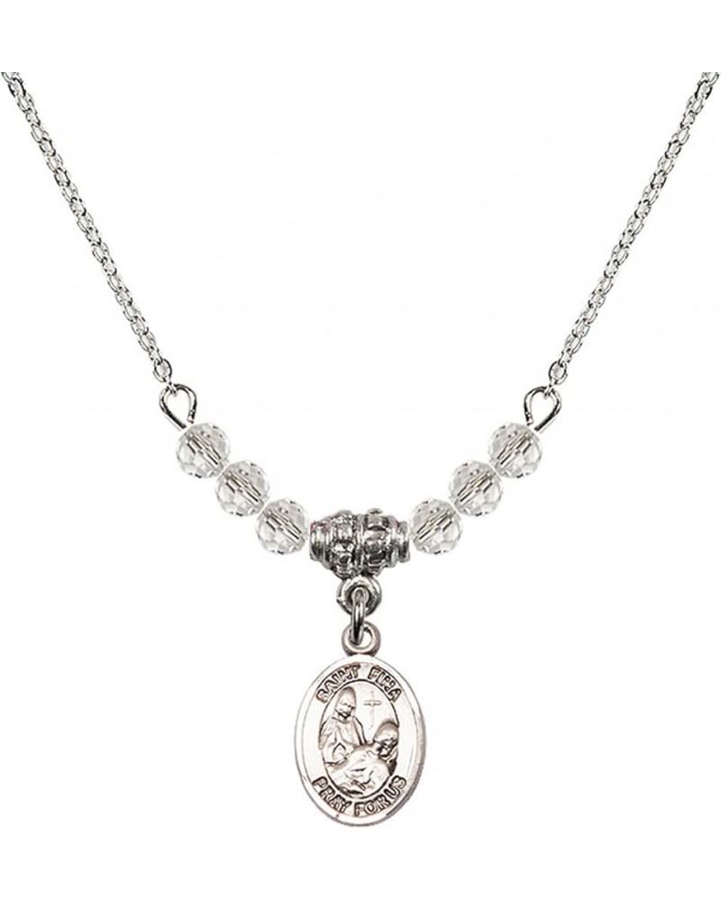 April Birth Month Bead Necklace with Catholic Patron Saint Petite Charm, 18 Inch Saint Fina $32.44 Necklaces