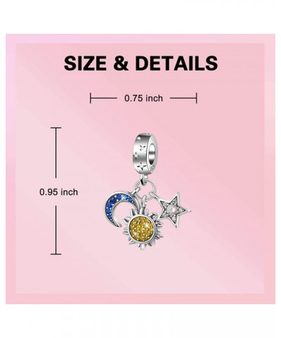 GOINEVA Sun Star Moon Elephant Sunflower Charm for Bracelet Necklace 925 Sterling Silver Love Heart Charms Happy Birthday Cha...