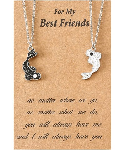 2 Pieces Yin Yang Friend Pendant Necklace Dragon Matching Unique TaiChi Fish Couple Necklace Cord BFF Friendship Bestie Engag...