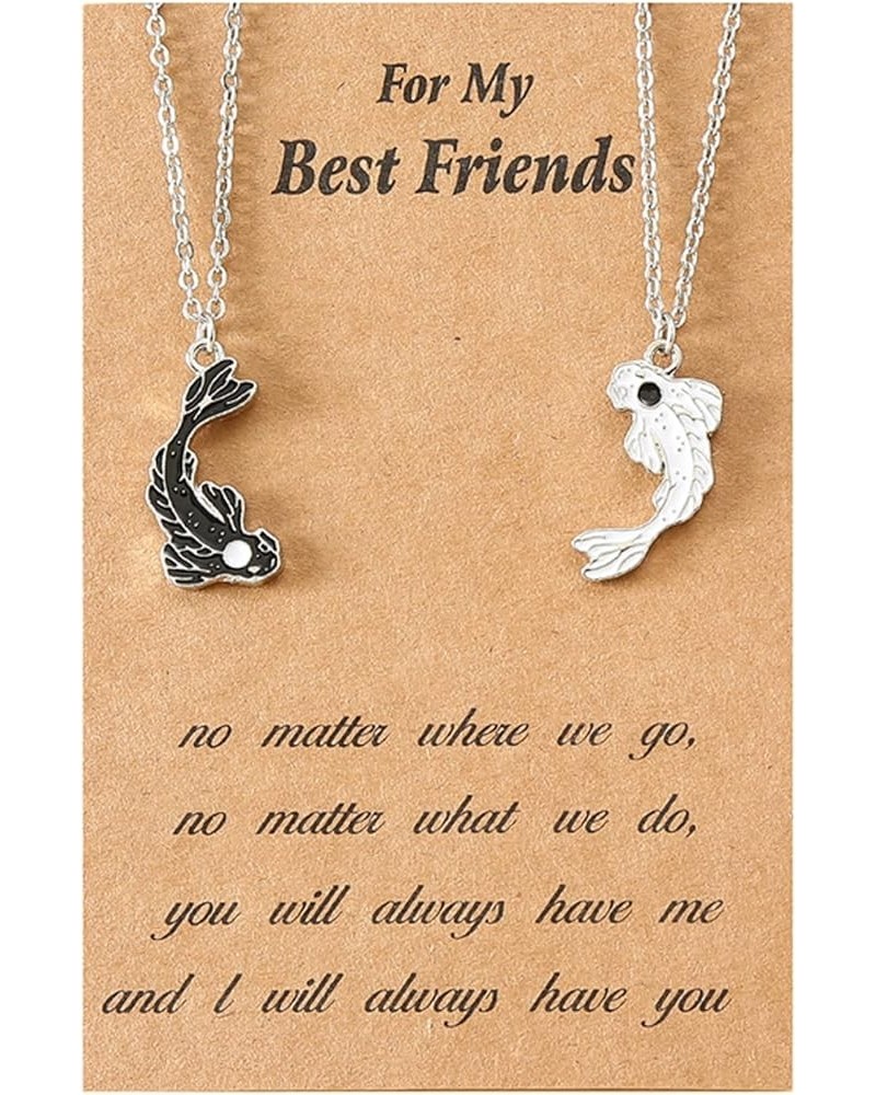 2 Pieces Yin Yang Friend Pendant Necklace Dragon Matching Unique TaiChi Fish Couple Necklace Cord BFF Friendship Bestie Engag...