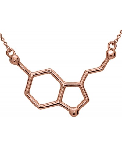 Serotonin Molecule Necklace in 925 Sterling Silver Rose Gold $23.19 Necklaces