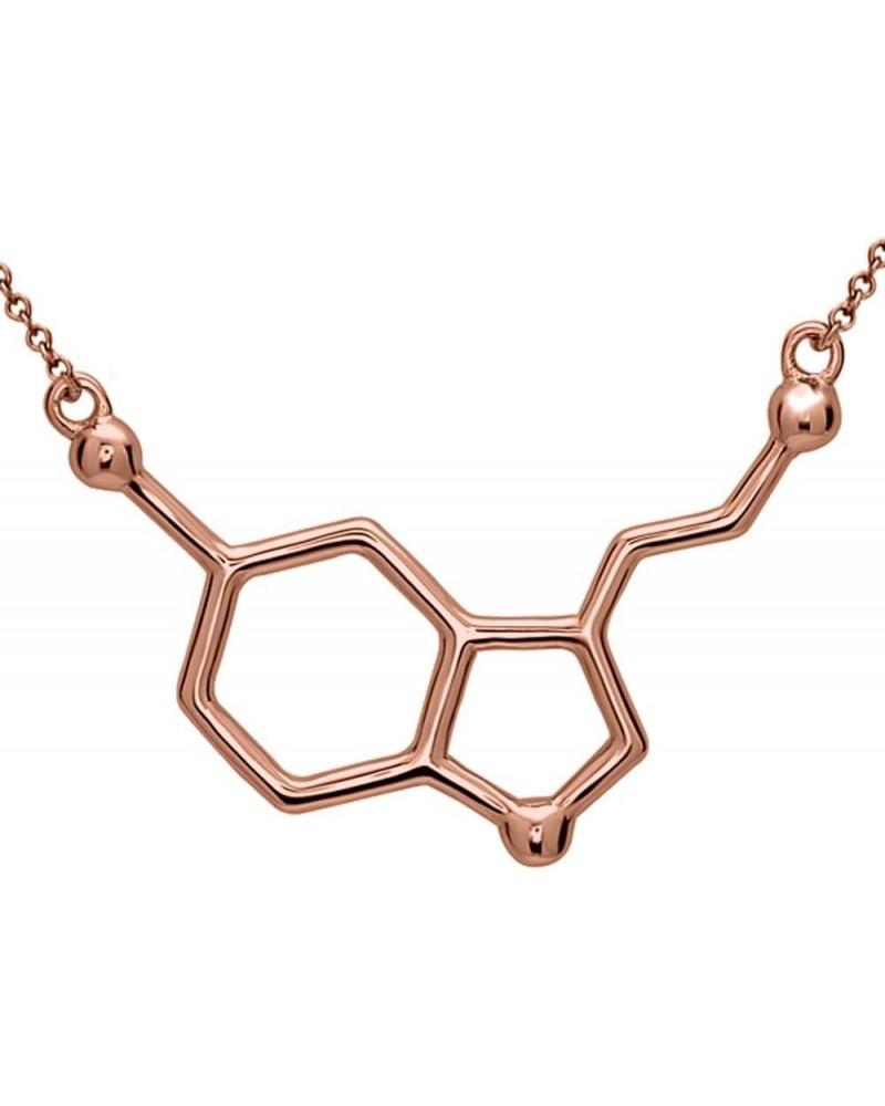 Serotonin Molecule Necklace in 925 Sterling Silver Rose Gold $23.19 Necklaces