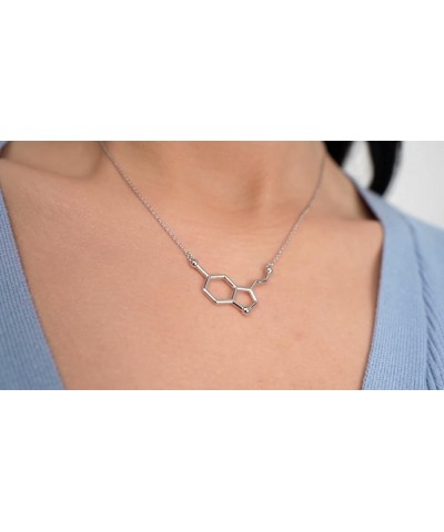 Serotonin Molecule Necklace in 925 Sterling Silver Rose Gold $23.19 Necklaces