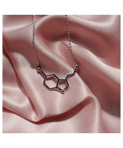 Serotonin Molecule Necklace in 925 Sterling Silver Rose Gold $23.19 Necklaces