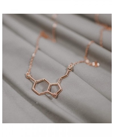 Serotonin Molecule Necklace in 925 Sterling Silver Rose Gold $23.19 Necklaces