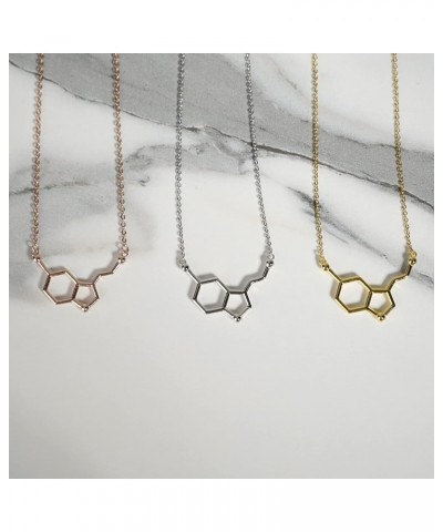 Serotonin Molecule Necklace in 925 Sterling Silver Rose Gold $23.19 Necklaces