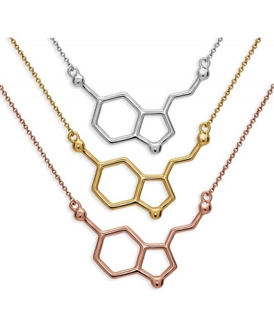 Serotonin Molecule Necklace in 925 Sterling Silver Rose Gold $23.19 Necklaces