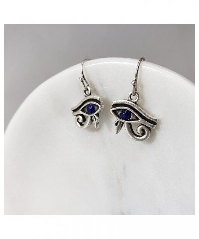 Eye of Horus Earrings with Lapis - Antiqued Silver $12.20 Earrings