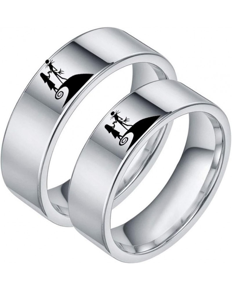 Jack and Sally Moonlit Confession Couple Ring,His & Hers Titanium Steel Nightmare Before Christmas Band 【Please Buy Two Rings...