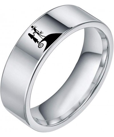 Jack and Sally Moonlit Confession Couple Ring,His & Hers Titanium Steel Nightmare Before Christmas Band 【Please Buy Two Rings...