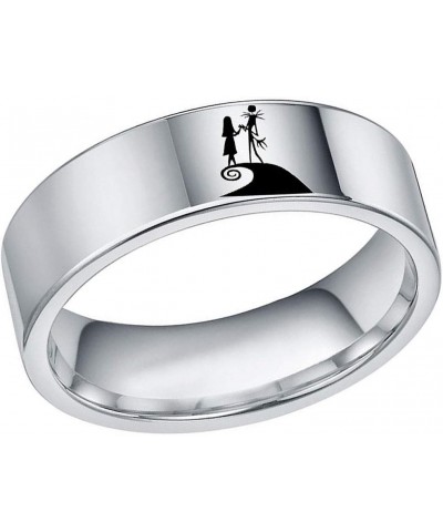 Jack and Sally Moonlit Confession Couple Ring,His & Hers Titanium Steel Nightmare Before Christmas Band 【Please Buy Two Rings...