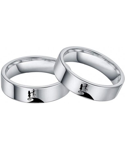 Jack and Sally Moonlit Confession Couple Ring,His & Hers Titanium Steel Nightmare Before Christmas Band 【Please Buy Two Rings...