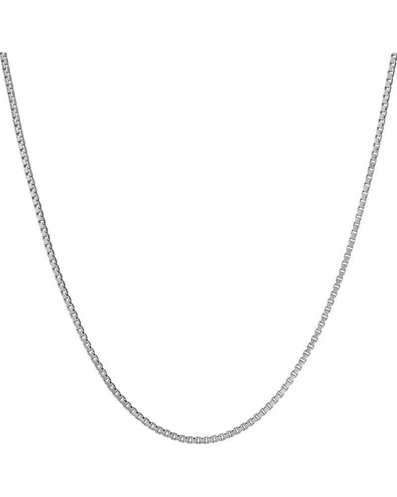 Authentic 925 Sterling Silver Box Chain Necklace, Silver Box Link Necklace, Sterling Silver Chain 16-30 Inch, Made In Italy, ...