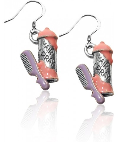 Beautician Charm Earrings Hair Spray & Comb Silver $16.43 Earrings