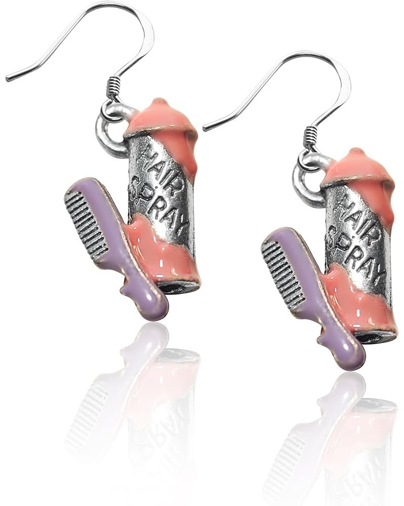 Beautician Charm Earrings Hair Spray & Comb Silver $16.43 Earrings