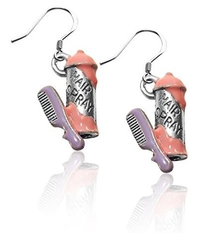 Beautician Charm Earrings Hair Spray & Comb Silver $16.43 Earrings