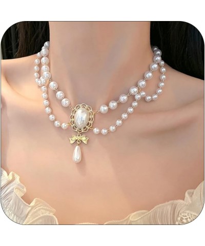 Pearl Necklaces for Women Chunky Pearl Necklaces Big Pearl Necklaces Exaggerated Large Pearl Necklaces Statement Necklace Wed...