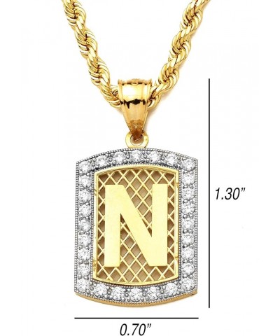 10K Yellow Gold Dog Tag Initials Charm Pendant w/CZ Border (Available from A-Z) N $89.93 Necklaces