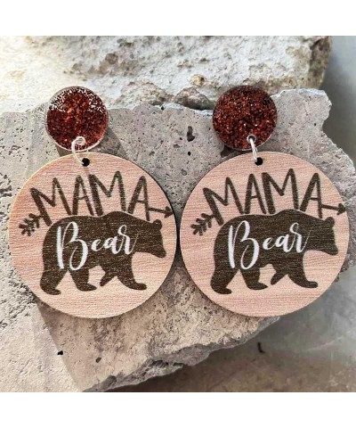 Mother's Day Wooden Earrings Cute Mama Bear Love Heart Transparent Acrylic Drop Dangle Earrings Butterfly Sunflower Wood Earr...