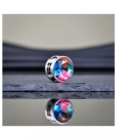 Screw Back Ear Tunnels, Stainless Steel Blue Crystal Plugs Piercing Expander Gauge Earrings. S8626G 9/16"(14mm) $9.49 Body Je...