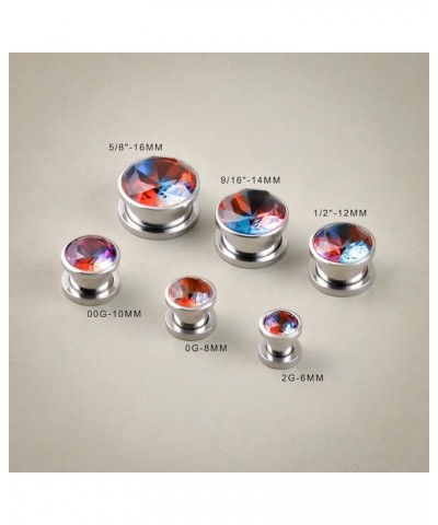 Screw Back Ear Tunnels, Stainless Steel Blue Crystal Plugs Piercing Expander Gauge Earrings. S8626G 9/16"(14mm) $9.49 Body Je...