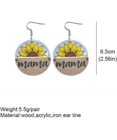 Mother's Day Wooden Earrings Cute Mama Bear Love Heart Transparent Acrylic Drop Dangle Earrings Butterfly Sunflower Wood Earr...