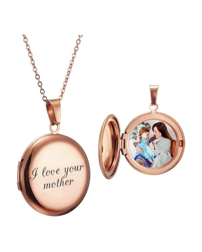 Mothers Day Gifts Picture Locket Necklace, Custom Necklace with Picture Inside Photo Heart Locket Necklace Platinum18K Gold G...