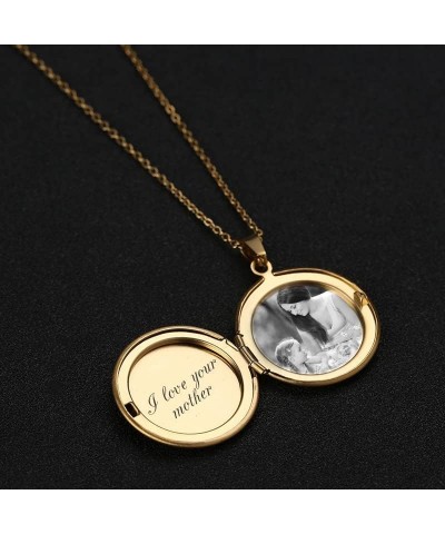 Mothers Day Gifts Picture Locket Necklace, Custom Necklace with Picture Inside Photo Heart Locket Necklace Platinum18K Gold G...