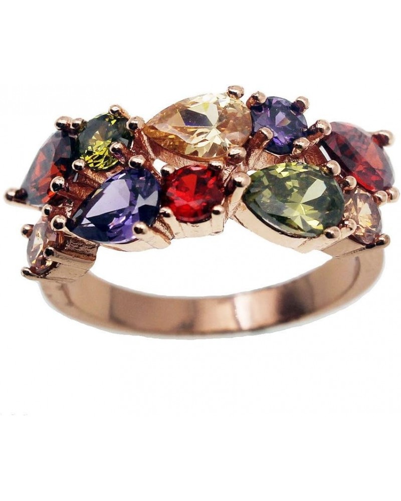 Rose Gold Multi Gemstone Jewelry Sets for Women,Sparkling Garnet Amethyst Morganite Peridot Topaz 6 Ring $17.45 Rings