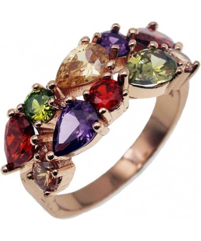 Rose Gold Multi Gemstone Jewelry Sets for Women,Sparkling Garnet Amethyst Morganite Peridot Topaz 6 Ring $17.45 Rings