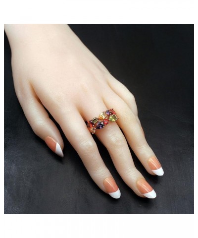 Rose Gold Multi Gemstone Jewelry Sets for Women,Sparkling Garnet Amethyst Morganite Peridot Topaz 6 Ring $17.45 Rings