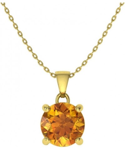 Natural and Certified Gemstone Solitaire Petite Necklace in 14k Solid Gold | 0.31 Carat Pendant with Chain Citrine 14K Yellow...