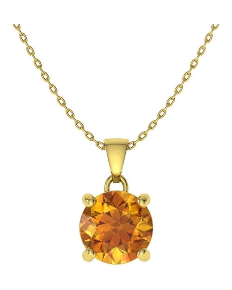 Natural and Certified Gemstone Solitaire Petite Necklace in 14k Solid Gold | 0.31 Carat Pendant with Chain Citrine 14K Yellow...