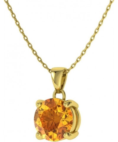 Natural and Certified Gemstone Solitaire Petite Necklace in 14k Solid Gold | 0.31 Carat Pendant with Chain Citrine 14K Yellow...