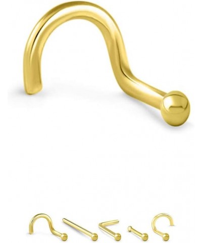 14k Solid Yellow Gold Nose Ring, Stud, Nose Screw, L Bend, Nose Bone 1.5mm Ball 22G 20G or 18G 20 Gauge - Straight $14.72 Bod...