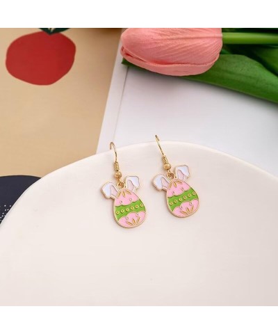 2 Pairs Easter Dangle Earrings Cute Funny Colorful Rabbit Egg Bunny Earrings For Women Girls Fashion Holiday Happy Easter Jew...