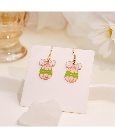 2 Pairs Easter Dangle Earrings Cute Funny Colorful Rabbit Egg Bunny Earrings For Women Girls Fashion Holiday Happy Easter Jew...