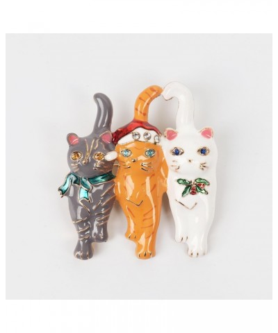 Cute Cat Brooch Pin Enamel Animal Pet 3 Cats Lapel Pins Clip Jacket Badge Dress Suit Sweater Scarves Rhinestone Brooches Pins...